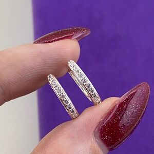 💛 Classic 925 Small Crystal-Accented Hoop Earrings | Everyday Easentials